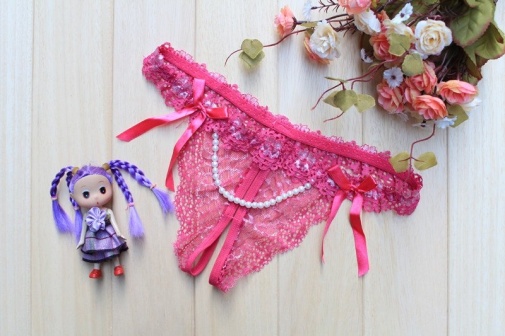 SB - Thong w Pearls T56 - Rose Red 照片