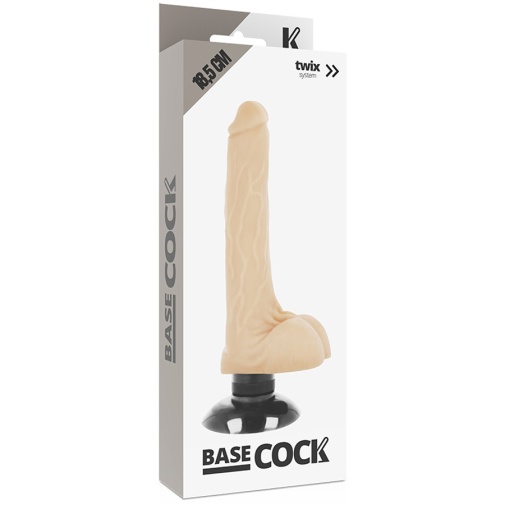 Basecock - 二合一 陰莖套及震動仿真假陽具 連陰囊 18.5cm - 肉色 照片