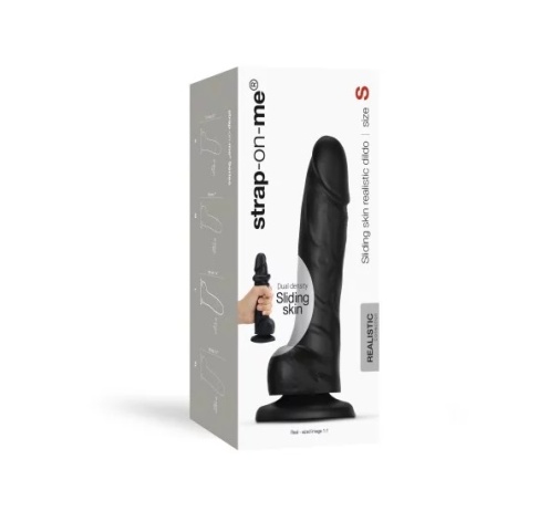 Strap-On-Me - 帶包皮仿真陽具 細碼 - 黑色 照片