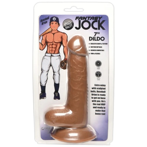 Jock - 棒球員Brian 的 7" 仿真陽具配睪丸 - 焦糖色 照片