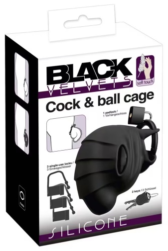 Black Velvets - Cock & Ball Chastity Cage - Black photo