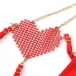Ohyeah - Chain Heart Mesh Bra Set - Red - L photo-15