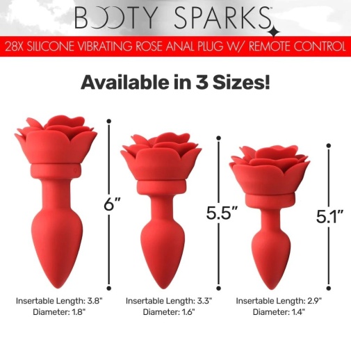Booty Sparks - 28X 玫瑰花形后庭震动器 大码 - 红色 照片