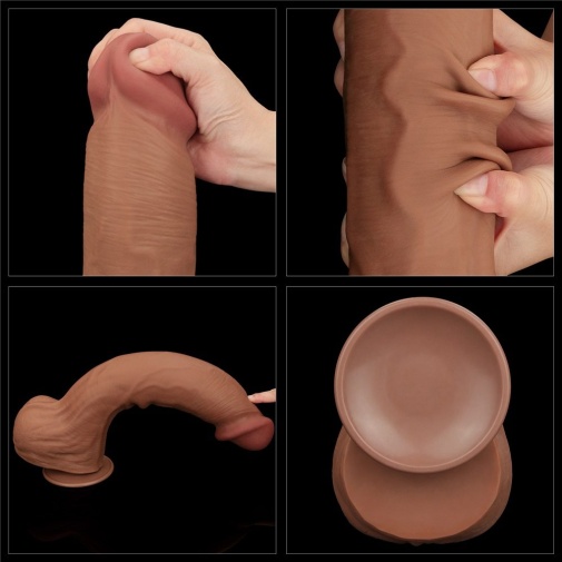 Lovetoy - 14" Sliding Skin Dildo - Brown 照片