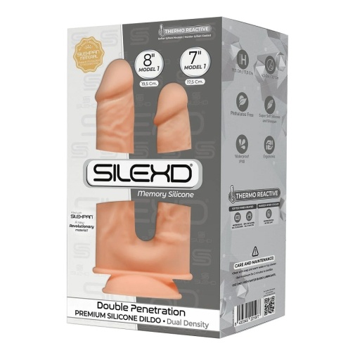 Silexpan - 8" 双重仿真阳具 - 肉色 照片