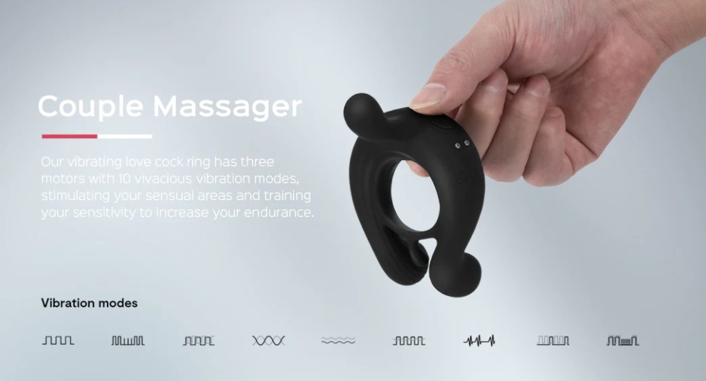 It is a multifunctional couple sex product used during inter... Honey Play Box - Kairos Vibro Cock Ring w Bullets - Black photo-5
