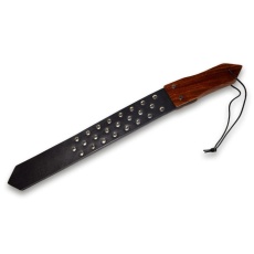 Prowler - Leather and Wood Studded Paddle - Black 照片