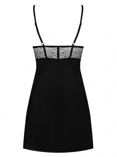 Obsessive - Sharlotte Chemise & Thong - Black - L/XL photo