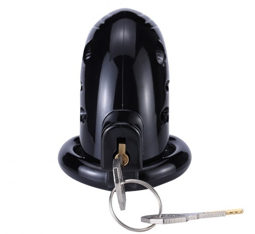 MT - Plastic Chastity Cage w Magic Lock - Black photo