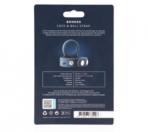 Boners - Cock & Ball Strap S/M - Grey photo