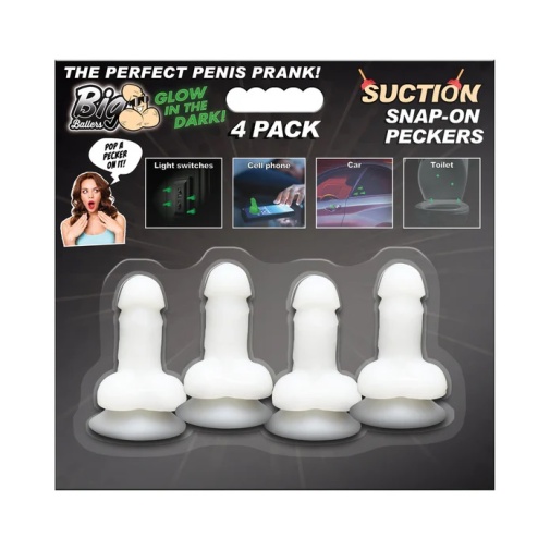 Big Ballers - Glow Suction Snap-On Peckers 4 pcs photo