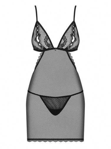 Obsessive - Millagro Chemise & Thong - Black - S/M photo
