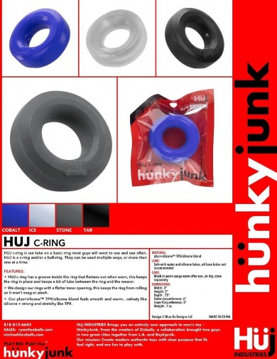 Hunkyjunk - Huj 阴茎环 - 冰白色 照片