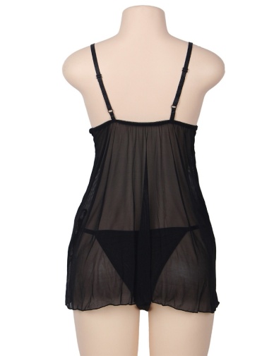 Ohyeah - Mesh Babydoll Set - Black - 5XL photo