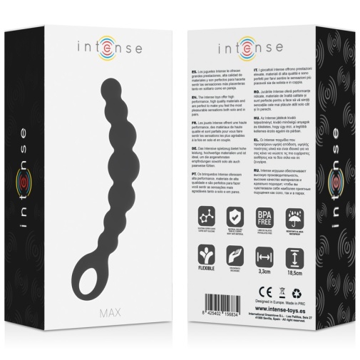 Intense - Max 絲滑矽膠串珠後庭塞 - 黑色 照片