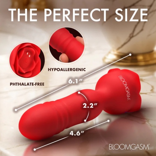 Bloomgasm - Rose Delight Thrusting Vibrator - Red photo