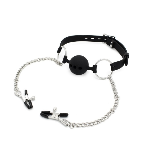 Kiotos - Ball Gag w Nipple Clamps photo