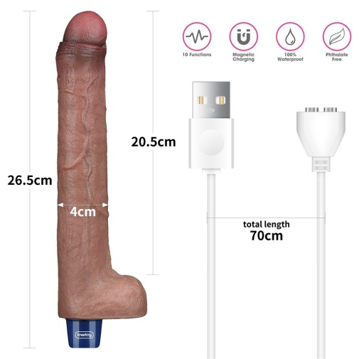 Lovetoy - 10.5" Real Softee Vibro Dildo - Brown photo