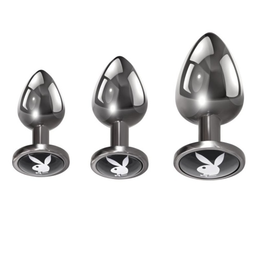 Playboy - 3 Ways Butt Plugs Set - Black photo