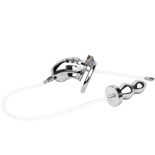 FAAK - Metal Chastity Cage w Catheter & Plug photo