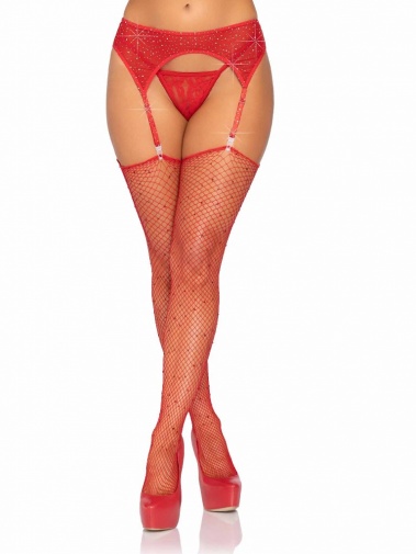 Leg Avenue - 水鑽吊襪帶 - 紅色 照片