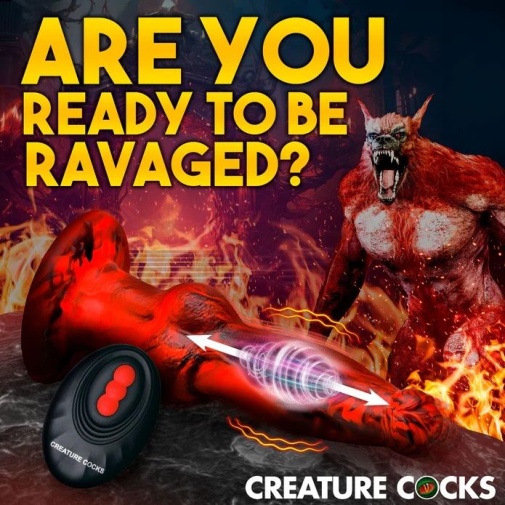 Creature Cocks - Hell Wolf 地狱狼抽插式仿真阳具 - 红色 照片