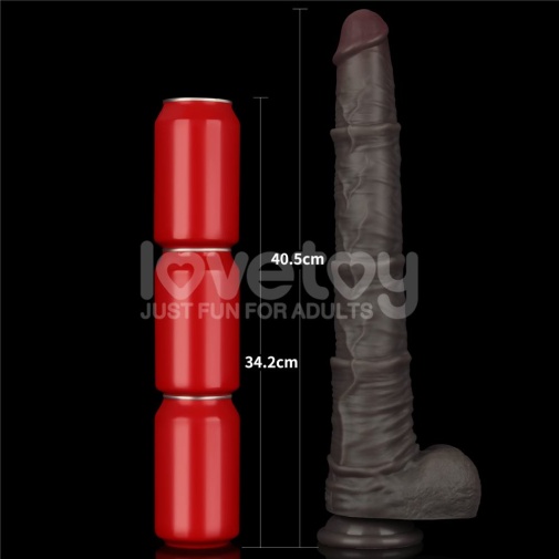 Lovetoy 16" 双层皮肤矽胶制仿真阳具 大码  - 黑色 照片