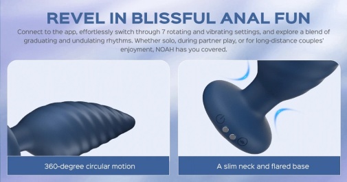 Honey Play Box - Noah Rotating App Butt Plug - Navy Blue photo