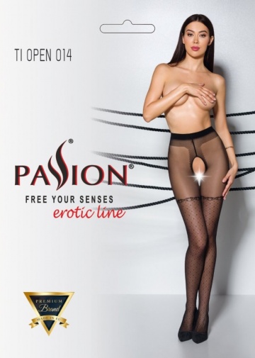 Passion - Tiopen 014 開襠絲襪 - 米色 - 1/2 照片