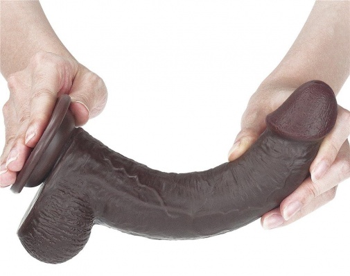 Lovetoy - 9'' Sliding Skin Dual Layer Dong - Brown photo