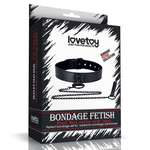 Lovetoy - Bondage Fetish Collar w Leash - Black photo
