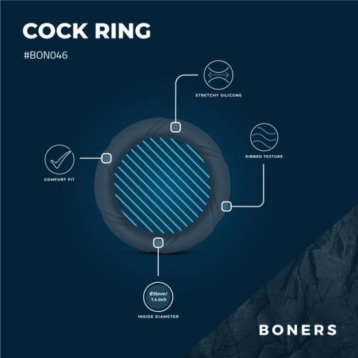 Boners - 帶紋陰莖環 - 灰色 照片