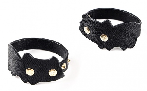 MT - Cat Leather Handcuffs - Black photo