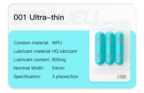 Drywell - 0.01 Ultra Thin Condoms 3's Pack 照片