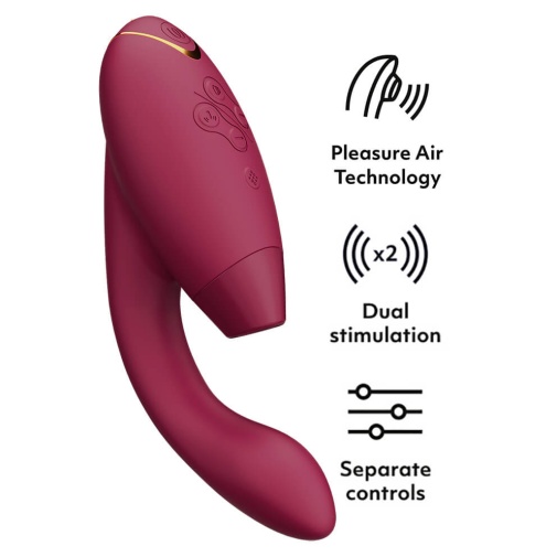 Womanizer - DUO 2 陰蒂吸啜及G點按摩器 - 酒紅色 照片
