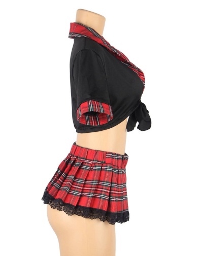 Ohyeah - 学生百褶裙服装 - 黑色 - 加大码 照片