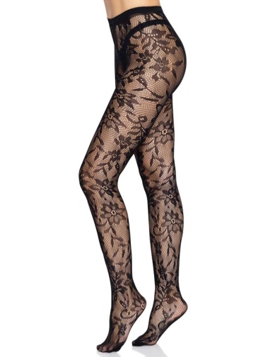 Leg Avenue - 花卉蕾絲無襠絲襪 - 黑色 照片