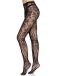 Leg Avenue - 花卉蕾絲無襠絲襪 - 黑色 照片-5