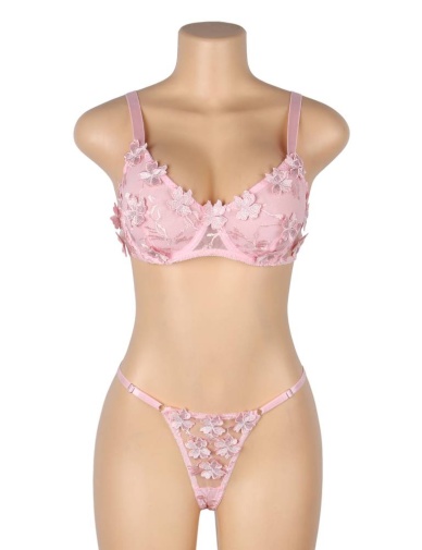 Ohyeah - Floral Bra Set - Pink - M photo