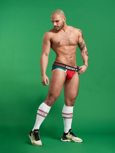 Mister B - Urban Lisbon Jock Brief  露股内裤 - 红色/绿色 - 中码 照片
