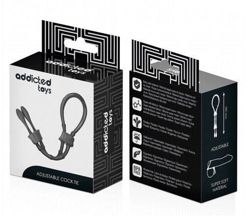 Addicted Toys - 可調整套索陰莖環 - 黑色 照片