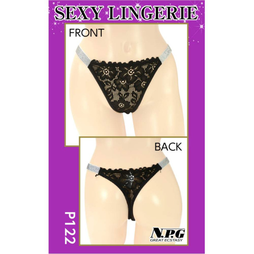 NPG - P122 Floral Lace Thong - Black 照片