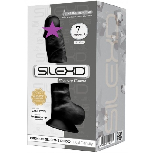 Silexpan - 7'' Dual Destiny Premium Silicone Dildo w/Balls - Black photo