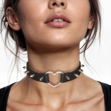 Master Series - Spiked Heart Choker - Black photo