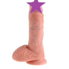 King Cock - 仿真假阳具连睾丸 8'' - 肉色 照片
