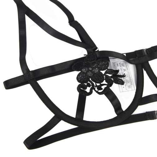 Ohyeah - Embroidery Bra Set - Black - XL 照片