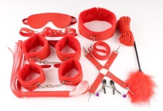 MT - Bondage Set 11pcs w Fluff - Red photo