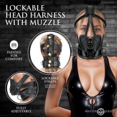 Master Series - Lockable Head Harness - Black photo