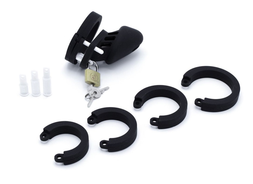 This black adjustable silicone chastity device from Kiotos X... Kiotos - Silicone Chastity Cage - Black photo-8