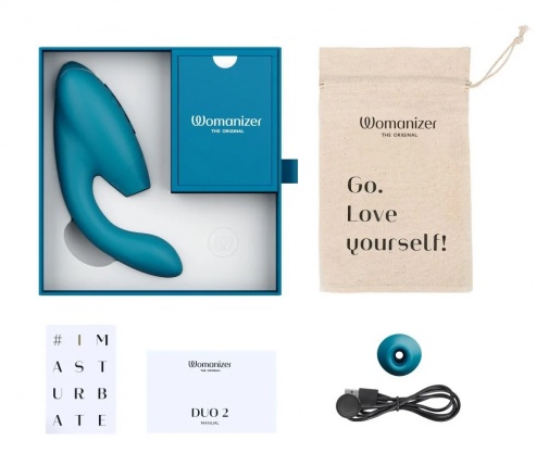 Womanizer - DUO 2 阴蒂吸啜及G点按摩器 - 海蓝色 照片